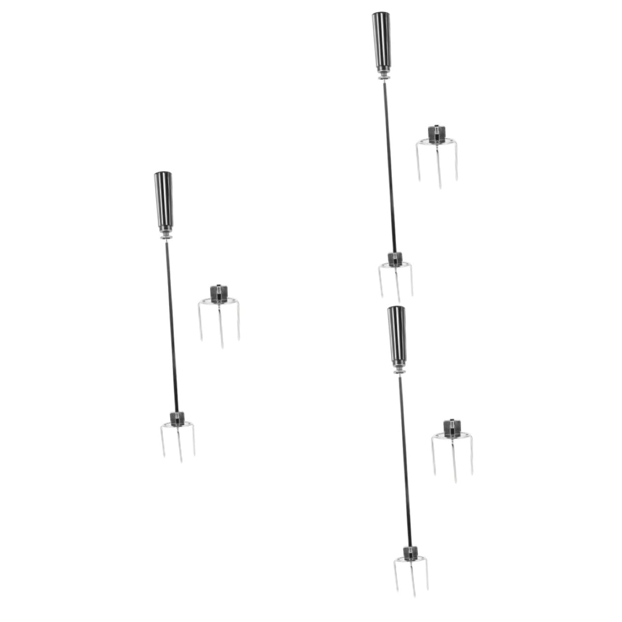 POPETPOP 3 Sätze Grillgabel Grillzubehör Spieß Braten Huhn Grillstäbchen Rotisserie Essgabeln aus Edelstahl rotierende Putengabeln grill hähnchen werkzeuge Grillrost Rostfreier Silber