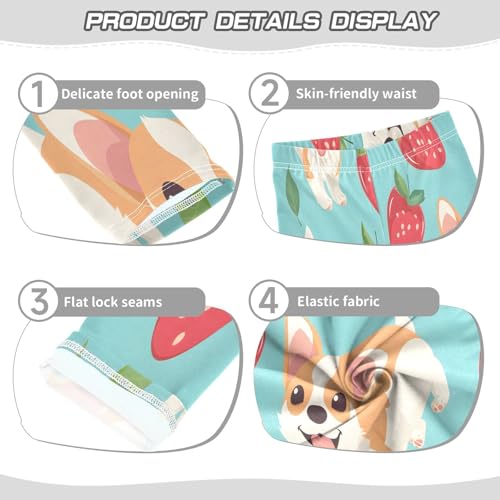 Toddler Girls Leggings Printed Yoga Pants Leggings Corgi Strawberry for Kids3