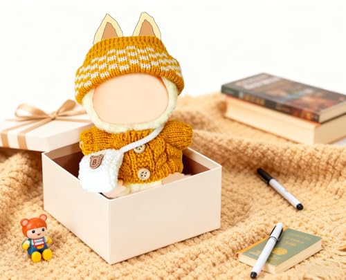 17CM Doll Clothes for Labubu, Yellow Hand-Crocheted Sweater Outfit Set - image 6