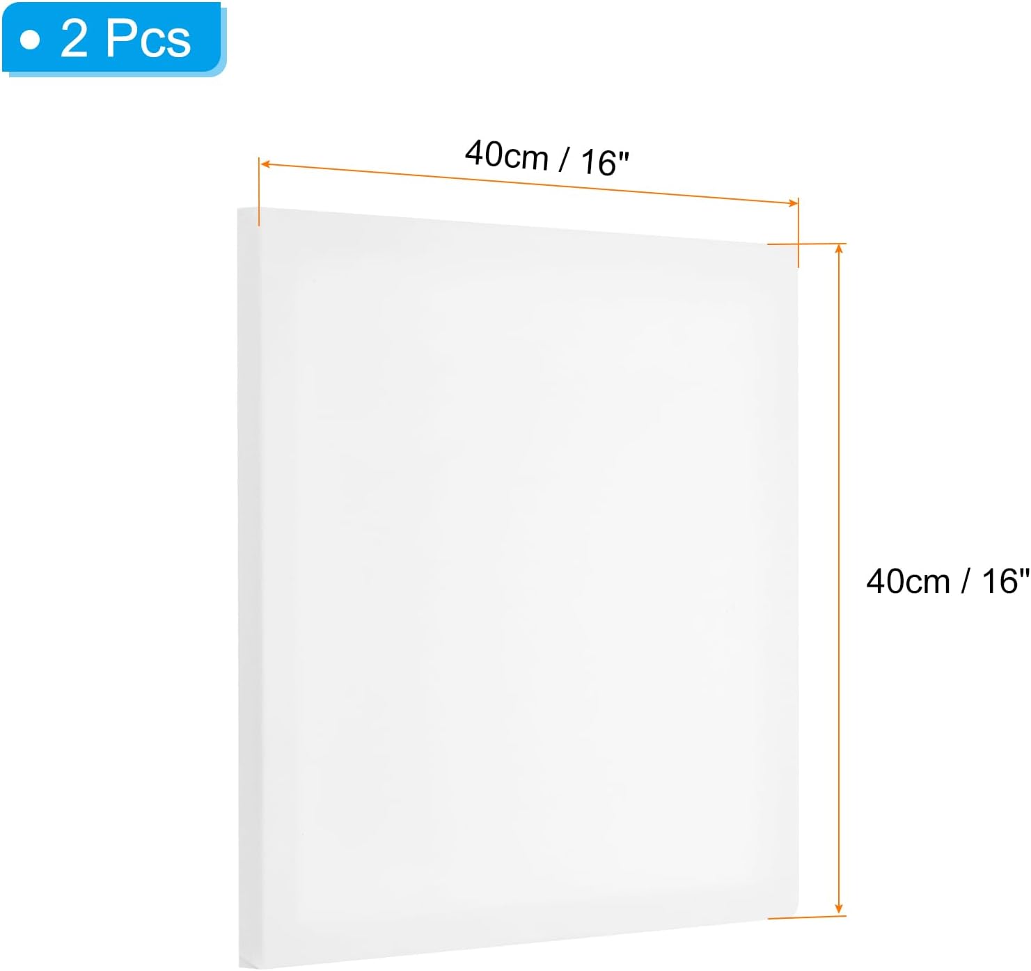 PATIKIL Stretched Canvas, 2 Pcs 16" x 16" Square Canvas for Painting Blank Primed Canvas Cotton Canvas Panels for Acrylics Oil Watercolor Paints, White