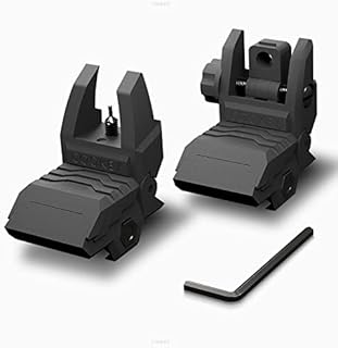 COOKEY Foldable Optic Iron Sights, Flip Up Sights Front and Rear for Picatinny Rail, and Weaver Rail of Rifle.