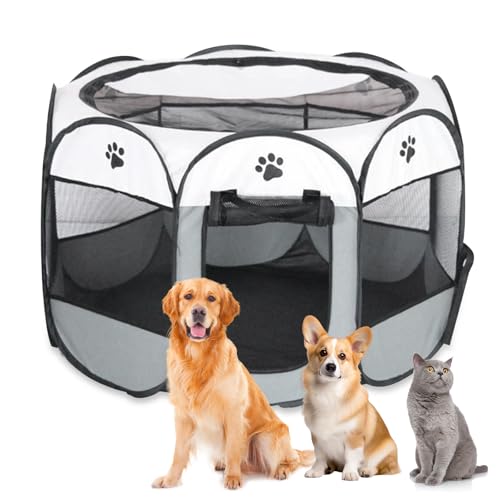 Tragbarer Welpenauslauf (Grau, S, 8)