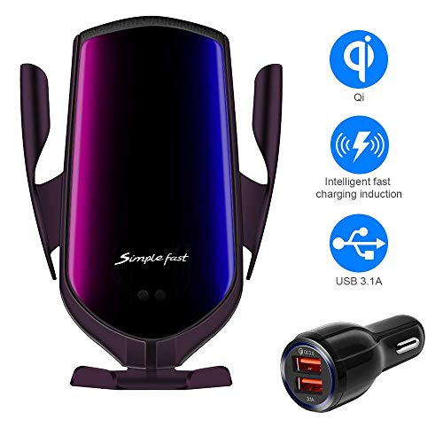 Wireless Charger Car Touch Sensing Automatic Retractable Clip Fast Charging Compatible for iPhone