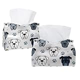 Taschentuchbox mit Hundepfotenmotiv, PU-Leder, rechteckig, Organizer für...