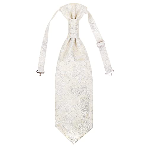 WANYING Corbata de Plastrón para Hombre Preatado con Cierre de Gancho Ajustable Corbata de Boda Accesorios de Boda para el Novio - Paisley Beige