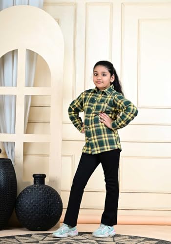 Image of Kids Cotton Shirt - Regular Fit Shirt for Girls & Boys, Unisex Full Sleeves Shirts, Collared Neck,Button Down Shirt, Checks Shirts for Casual Wear