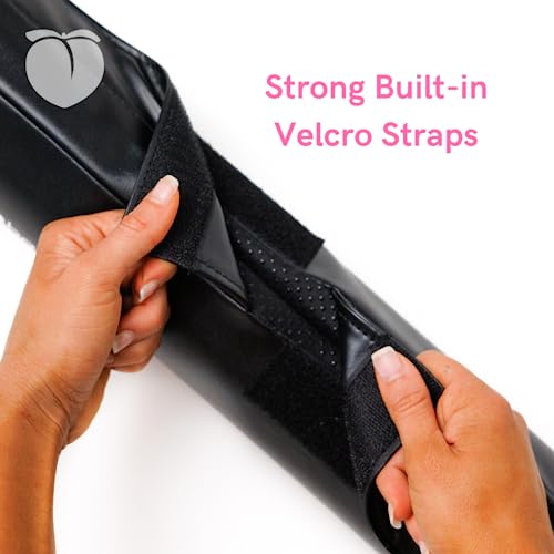 Peach Bands Barbell Pad with Secure Straps for Squats and Hip Thrusts (Black Vegan Leather) by peach bands - Image 5