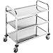 Produktbild BPT Edelstahl Servierwagen mit 3 Böden Partition KüchenwagenRestaurant Hotel Schul Servierwagen (95 x 50 x 95cm)