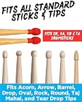 Drumstick Dampeners for Silencing Drumming Practice - Replace Your Drum Practice Pad - Silicone Drumstick Tips Mute Clacking Sound from Sticks on Solid Surfaces - 4 Pack