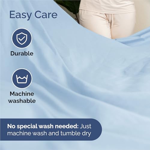 Image of Split King 7 Piece Bed Sheet Set - Comfy, Breathable & Cooling - Baby Blue