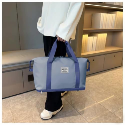 Image of WILDHORN 40 Liters Nylon Expandable Travel Duffle Bag for Men & Women, Waterproof Weekender Luggage Bag, Foldable Gym & Overnight Travel Hand Bag with Wet & Dry Compartment (Blue)