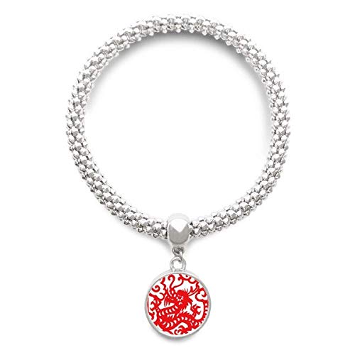 Coupe-Papier Dragon Chine Zodiac bracelet rond argenté femme