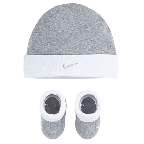 Nike Baby Hat and Booties 2-Piece Set, Grey | White