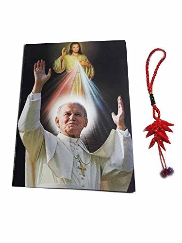 Artesanal ricevi 1 Imán Religiosa Santini 5 x 7 cm Imán Color Papa Wojtyla y Jesús 'y un Llavero Incluye Amuleto Corni