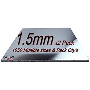 Aluminium Sheet Plate 1.5mm 1050 grade – Multiple Size’s & Pack Qty’s – 100mm x 100mm x 1.5mm-2Pk