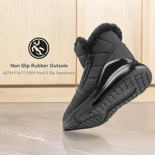 Image of Men's Winter Waterproof Snow Boots Non-Slip Work Boots Warm Slip On Mid-Calf Booties Lightweight Outdoor Athletic Diabetic Boots