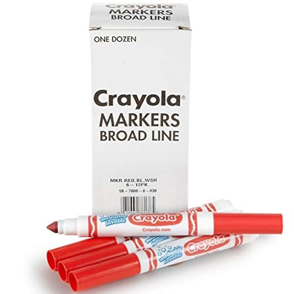 Crayola 12 Count Washable Bulk Markers, Red