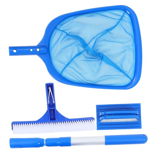 Abaodam Pool Brush Skimmer Kit Net Brush Head Telescopic Pole Leaf Skimmer for Inflatable Pool