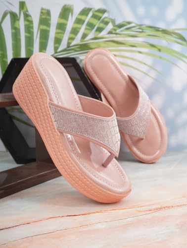 Image of Women's Wedge Heel Flip Flops | Stylish Platform Slippers for Women | Soft Cushioned Comfort | Anti-Slip Sandals | Casual Slip-On Thong Sandals
