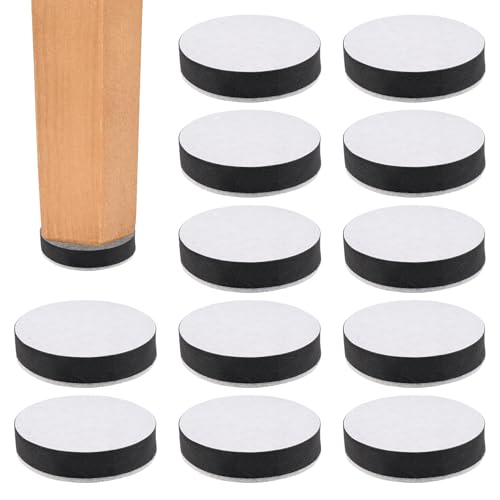 12 Piezas Elevador Muebles Autoadhesivos de Acero Al Carbono, Altura de 1,5 cm, Autoadhesivos Redondo Elevadores de Muebles con Base de Fieltro para Sillas, Armarios, Camas, Mesas, Diámetro 6 cm