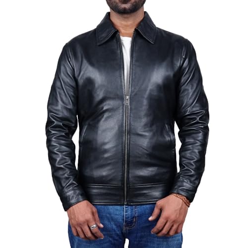 Polo Collar Premium Leather Jacket Men Old School Classic Style Everyday Wear Lambskin Mens Leather Jacket2