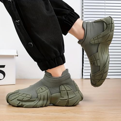 Mens Mesh Sock Sneakers Fashion Breathable Running Shoes,Lightweight Outdoor Non-Slip Air Cushion Platform Trainers Sneakers,Casual Slip On Gym Workout Athletic Comfort Shoes Footwear3