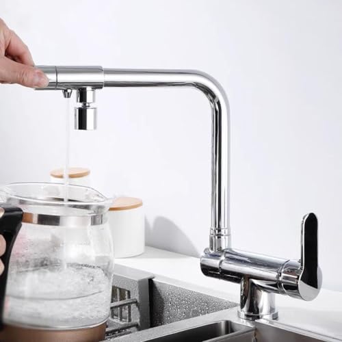 Robinet de cuisine 3 en 1 pour eau filtree avec bec pivotant ideal pour evier sous fenetre