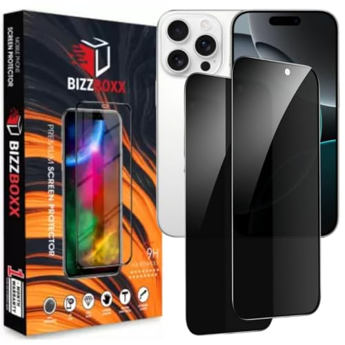 Image of Compatible With Apple iPhone 16 Pro Max Privacy Screen Protector - Anti-Spy Tempered Glass, 9H Hardness, Scratch Resistant, Privacy in Public Spaces (iPhone 16 Pro Max) - Pack of 2