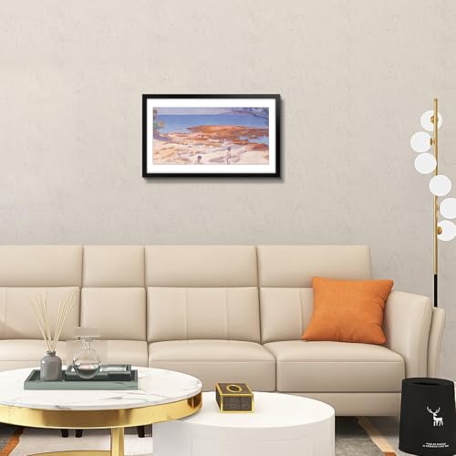 Image of Frametory, 14x24 Picture Frame With Mat for 11x22 Picture - High Definition Glass Wide Molding - Preinstalled Wall Mounting Hardware (Black, 6 Pack)