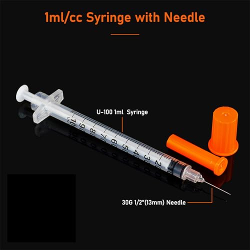 1ml syringe with 30ga 12in needle individually wrapped pack of 20