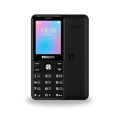 Image of Philips All-New E2221 Sleek & Stylish |Keypad Mobile with 2.4 inch Screen|2500 MAH Battery | 2030mm Speaker| Wireless FM | Bright Torch| Digital Camera|Black
