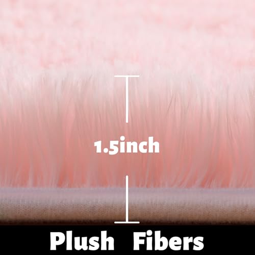 Amdrebio AREA RUG Pink Round Rug For Girls Bedroom,Fluffy Circle Rug 4'X4' For Kids Room,Furry Carpet For Teen Girls Room,Shaggy Circular Rug For Nursery Room,Fuzzy Plush Rug thumb #6