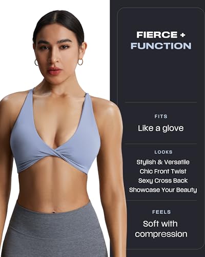Image of Aoxjox Women's Workout Sports Bras Fitness Metamorph Sienna Twist Bra Yoga Crop Tank