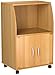 Hodedah Mini Microwave Cart with Two Doors and Shelf for Storage, Beech