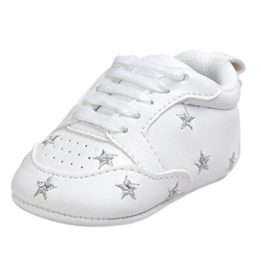 Primeros Pasos Zapatos de Bebé, Zapatillas para Infantil Recién Niñas Niños 0-18 Mes (Tamaño:0-6Mes, Plata)