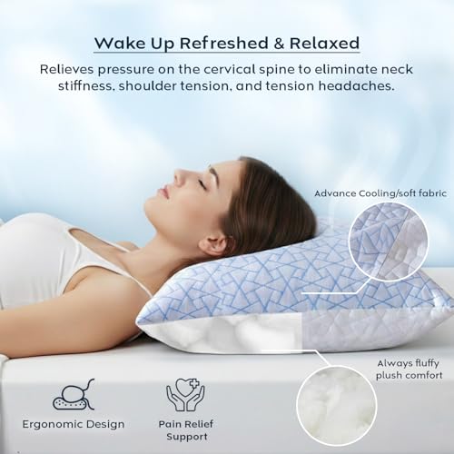Image of AYKA Premium Cooling Microfiber Pillow for Sleeping, Set of 4 | 17x27 Inch Hotel Luxury Bed Pillows | 100% Virgin Fiber Fill, Soft & Fluffy | Neck Support for Side, Back & Stomach Sleepers