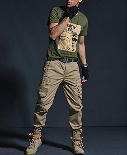 HARGLESMAN Mens Tactical Pants Fashion Joggers Multi Pockets Casual Stretch Cotton Cargo Pants Army Trousers4