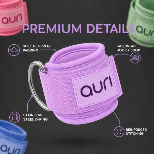 Auri Fit Padded Ankle Strap with Stainless Steel D-Ring - Plush, Luxury, Aesthetic Neoprene for Comfort and Support for Glute, Leg, & Booty Workouts - Cable Exercise Machines, Kickback, Leg Extension, Hip Abductor (Luna - Pair) - image 7