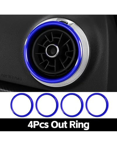 Temperature Adjustment Knob Car Air Condition Air Vent Outlet Ring Cover Trim Climate Control HVAC (Blue)