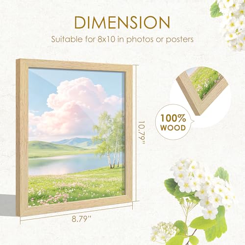 Image of 8x10 Picture Frame Set of 2, Natural Solid Wood Frames, Natural