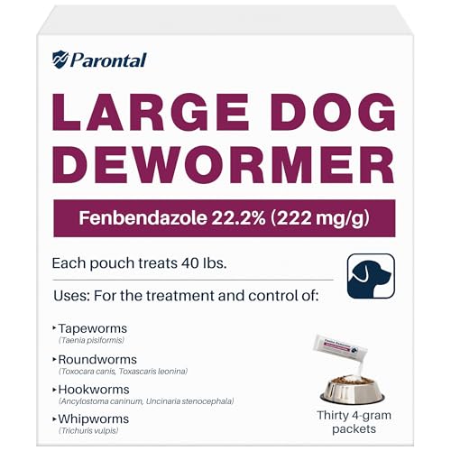 Fenbendazole for Dogs 22.2% (222 mg/g) Large Dog Dewormer Powder 4g x 30 Packets Broad-Spectrum Canine Dewormer for Roundworms Hookworms Whipworms & Taenia Tapeworms