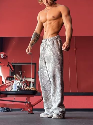 Men's Camo Sweatpants Loose Fit Joggers Waist Pockets Quick-Dry Hunting Hiking Workout Athletic Pants 5