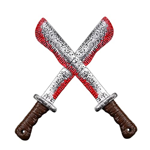 Halloween Props Bloody Machete Toy Butcher Cutter Prop Fake Machete Costume Prop Realistic Bloody Machete Accessory Bleeding CutterGag Toy for Halloween Haunted House Cosplay Horror Party Suppliy