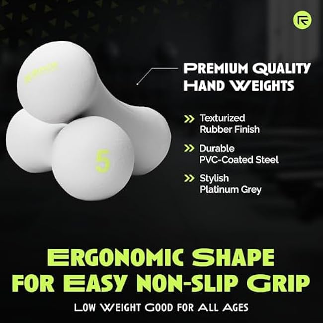 Dumbbell Hand Weight (Sold in Pairs), PVC Coated, Texturized Rubber Exercise & Fitness Dumbbell for Home Gym Equipment Workouts Strength Training & Anti-Slip Free Weights for Women, Men