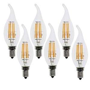 6 x LED kaarslampen E14 filament dimbaar 6 W, warm wit 2700 K, helder glas, vervangt 60 watt gloeilamp, AC 220 V-AC 240…
