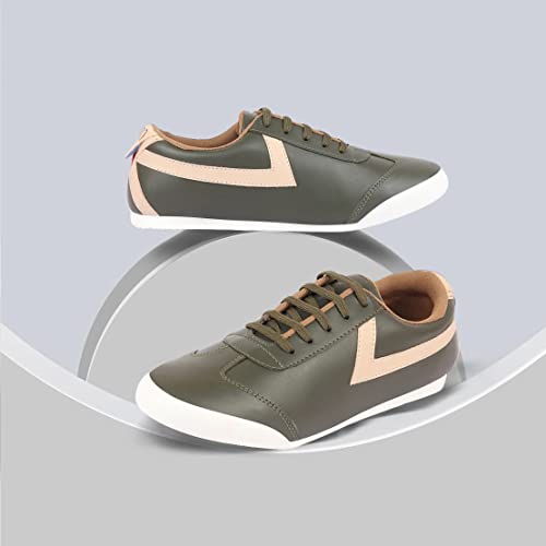 Image of FAUSTO Men's Lace-Up Classic Striped Sneakers Casual Shoes