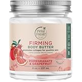 Petal Fresh Pure Firming Pomegranate & Grapefruit Body Butter, Organic Coconut Oil, Argan Oil, Shea Butter, Promotes Collagen, For All Skin Types, Natural Ingredients, Vegan and Cruelty Free, 8 oz