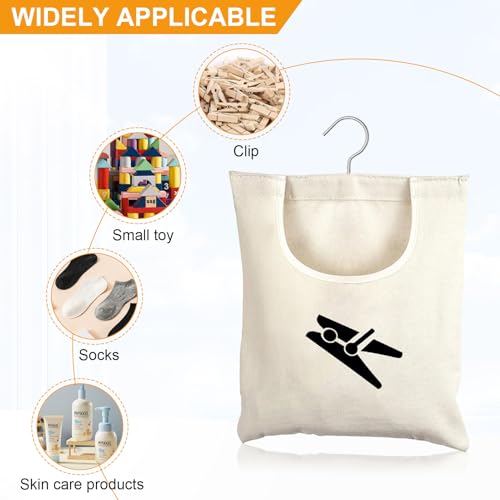 Clothes Peg Bag, Peg Bag for Clothespins, Linen Clothes Peg Bag, Holds 100 Clothespins, Hanging and Reusable Peg Bags for Clothespins, 32 x 28 cm, beige, Unisex - Image 4