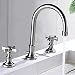 Produktbild Breiter Bad-Wasserhahn mit 2 Kreuzgriffen, Waschbecken Wasserhahn aus gebürstetem Nickel, 3 Löcher, hohe Badewanne WC, Wasserhahn mit massivem Messingkörper