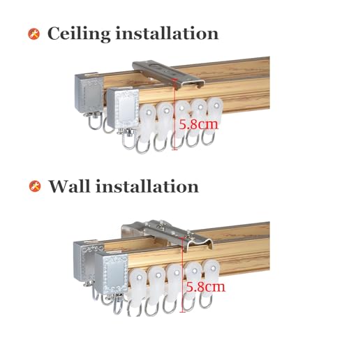 Rail à rideaux pliable pour fenêtres en L résolvant les angles difficiles de 290 cm